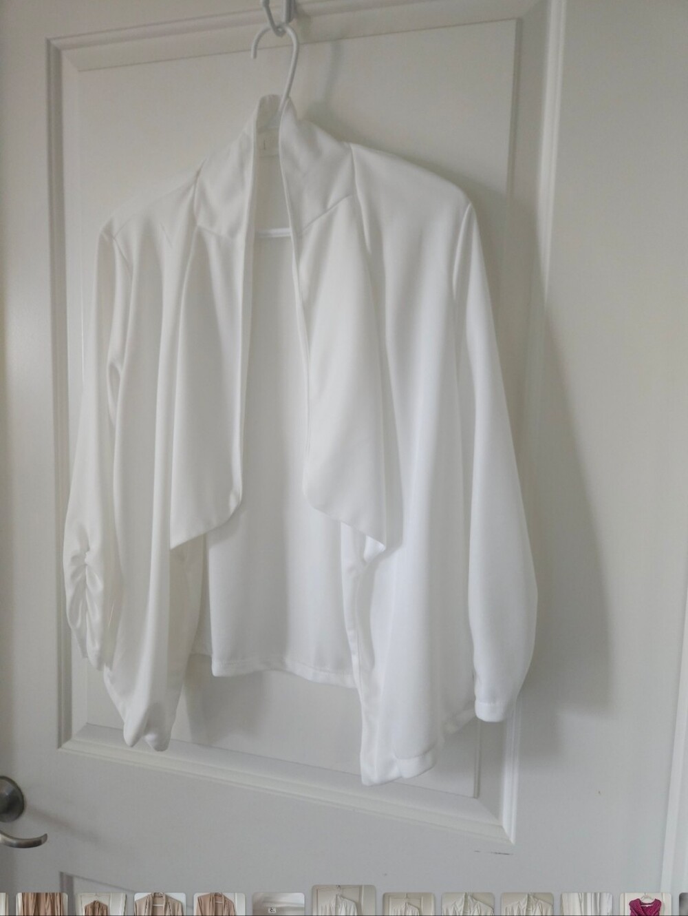 Lightweight White Open-Front Draped Blazer / Cardigan Jacket – Size XXL